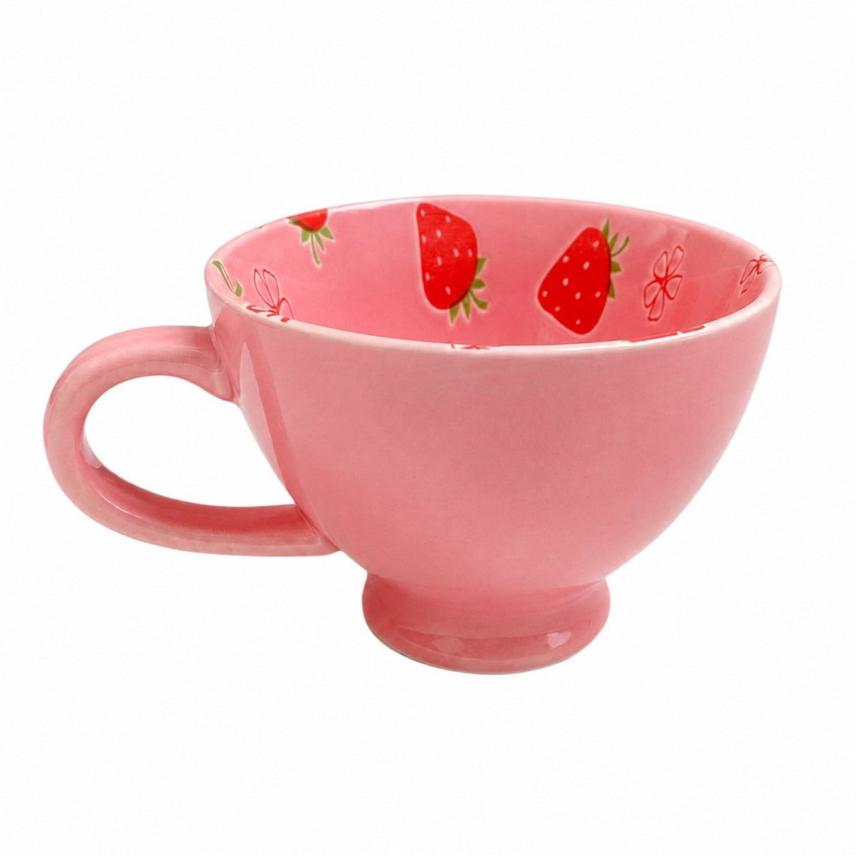 White Cherry Relief Ceramic Cup, 300 ml - product view 2