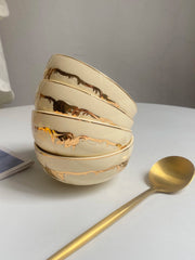 Cloud Gold 4.5 in Bowl, Ceramic Serving Bowl - detail 2