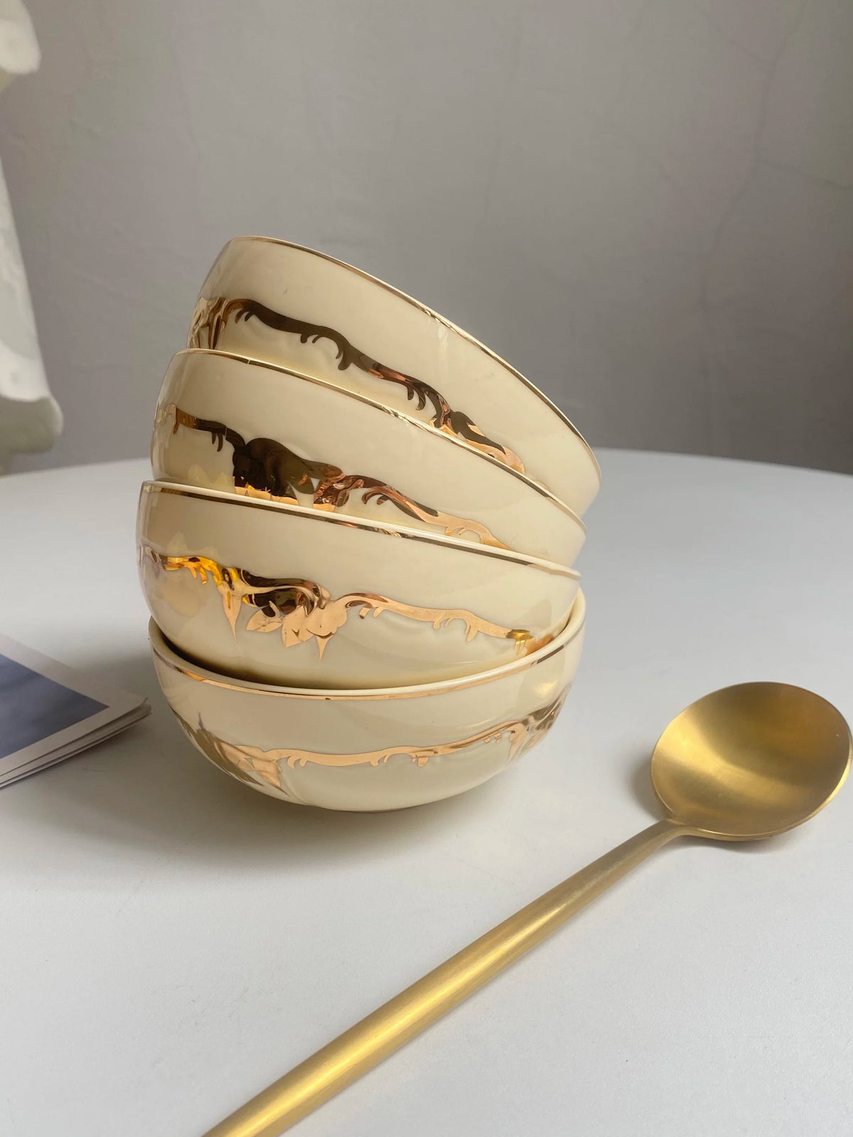 Cloud Gold 4.5 in Bowl, Ceramic Serving Bowl - detail 2