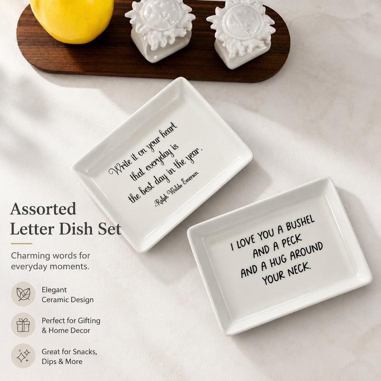 Assorted English Letter Small Dish, Decorative Ceramic Plate - detail 1