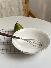9 Inch Soup Bowl, Gold Trimmed Line Pattern, Ceramic Serving Bowl - detail 1