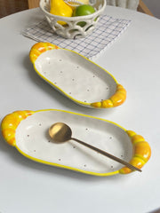 Oval Platter 31.5 x 13.5 x 4.5 cm, Croissant Design, Serving Tray - detail 2