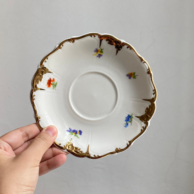 Cloud Gold Floral Small Dish, Decorative Ceramic Plate - detail 1