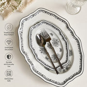Gray Rose 8 Inch Ceramic Plate, Underglaze Decorative Dinnerware - detail 3
