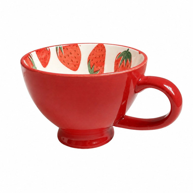 White Cherry Relief Ceramic Cup, 300 ml - product view 1