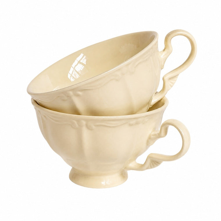 Cream Relief Ceramic Cup, 230 ml - product view 1