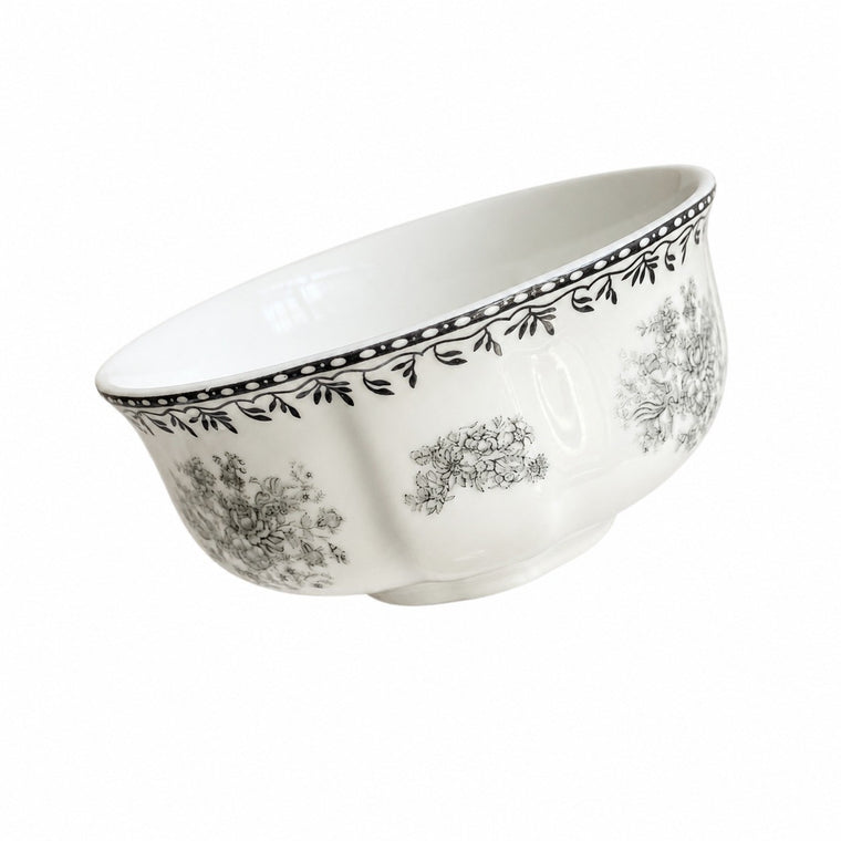 Gray Rose Ceramic Bowl, 3.8 Inch, Underglaze Decorative - product view 2