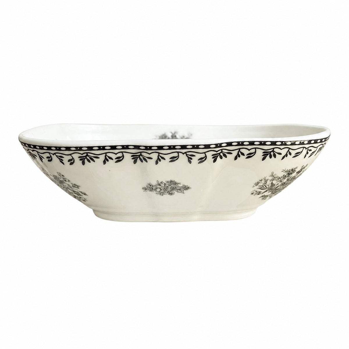 Gray Rose 8 Inch Ceramic Plate, Underglaze Decorative Dinnerware - product view 2