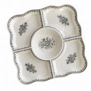 Square 10.5 in Ceramic Divided Platter, Underglaze Decoration, Serving Tray - product view 1