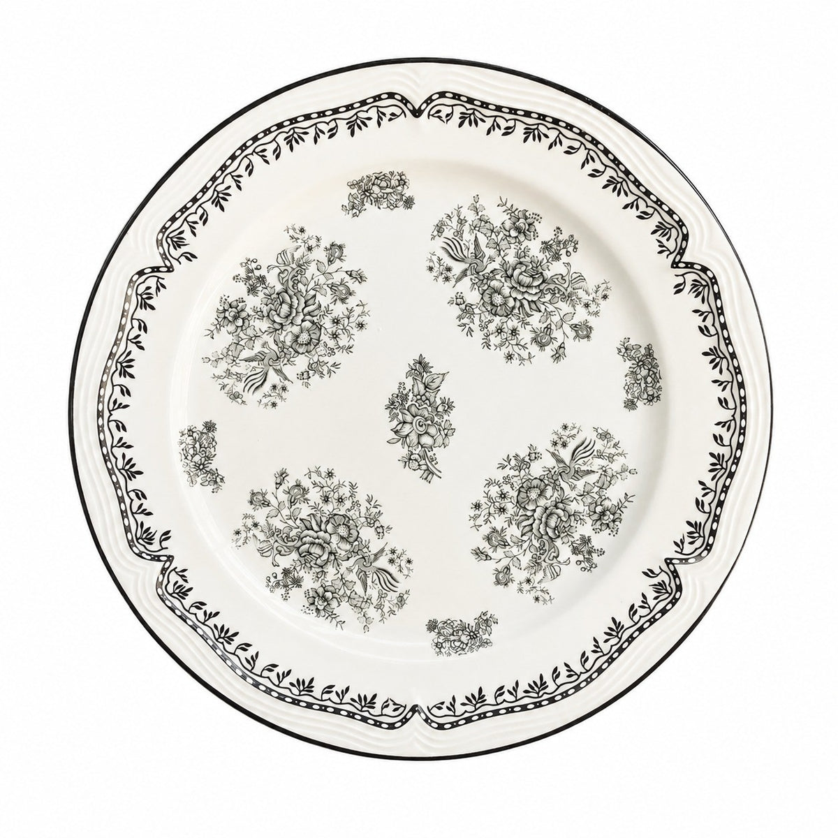 Gray Rose 8 Inch Ceramic Plate, Underglaze Decorative Dinnerware - product view 3