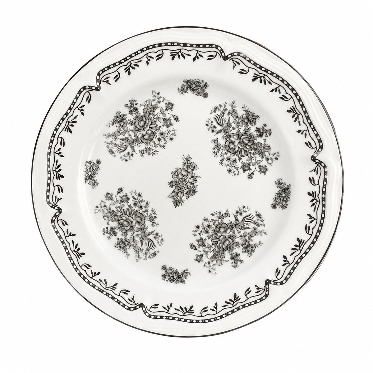 Gray Rose 8 Inch Ceramic Plate, Underglaze Decorative Dinnerware - product view 5
