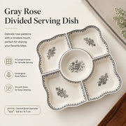 Square 10.5 in Ceramic Divided Platter, Underglaze Decoration, Serving Tray - detail 1