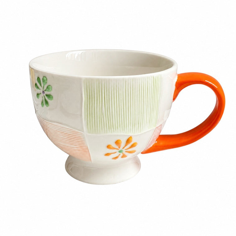 Tricolor Ceramic Breakfast Cup, Underglaze Relief Decorative Mug - product view 1
