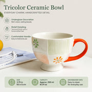 Tricolor Ceramic Breakfast Cup, Underglaze Relief Decorative Mug - detail 1