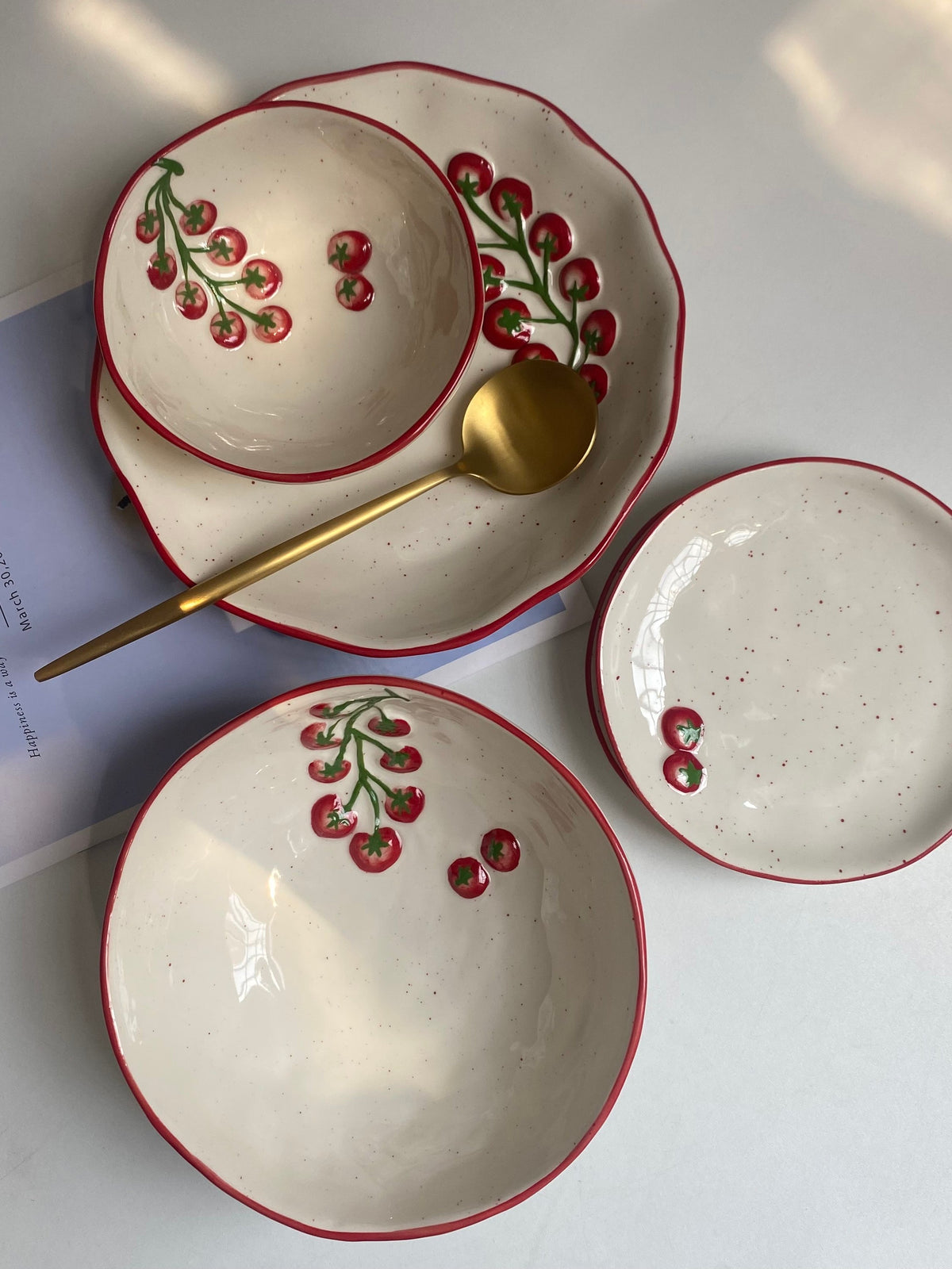 Cherry Tomato Hand-Painted Ceramic Tableware Collection - detail 1