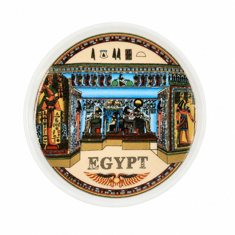 Small Round Ceramic Dish 9.2 cm, Egyptian Totem Design Plate - product view 1