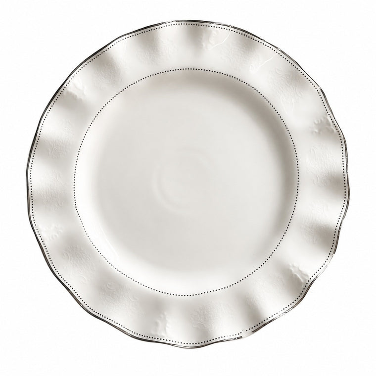 Silver-Rimmed Wavy Plate, 8.75 Inch, Elegant Dinnerware - product view 2