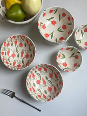 Carrot Large 6 in Ceramic Bowl, Underglaze Decoration - detail 2