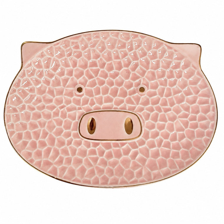 White Pig Ceramic Plate, 6 Inch, Relief Decoration - product view 2