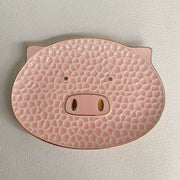 White Pig Ceramic Plate, 6 Inch, Relief Decoration - detail 1