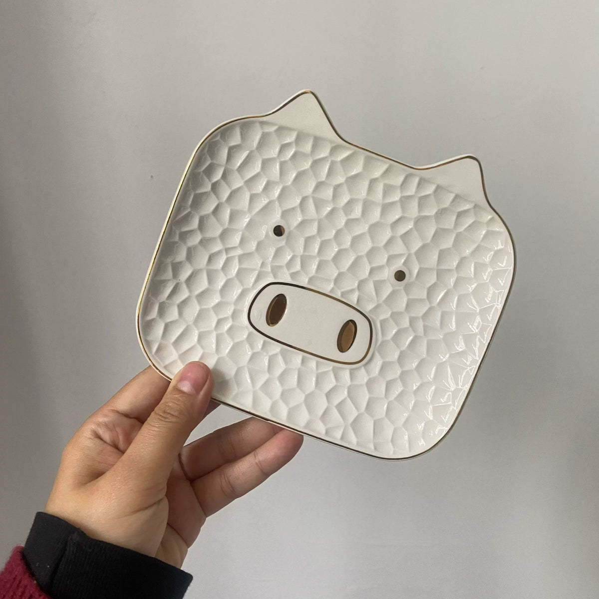 White Pig Ceramic Plate, 6 Inch, Relief Decoration - detail 3