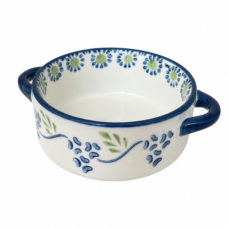 Two-Handled Red Pattern Small Dish, Ceramic Serving Plate - product view 1