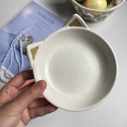 Cat Ear White Small Dish 13 x 4 cm, Underglaze Decorative Plate - detail 1
