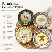 Ceramic Plate Set of 4 with Gold-Tone Stand, RP Design - detail 2