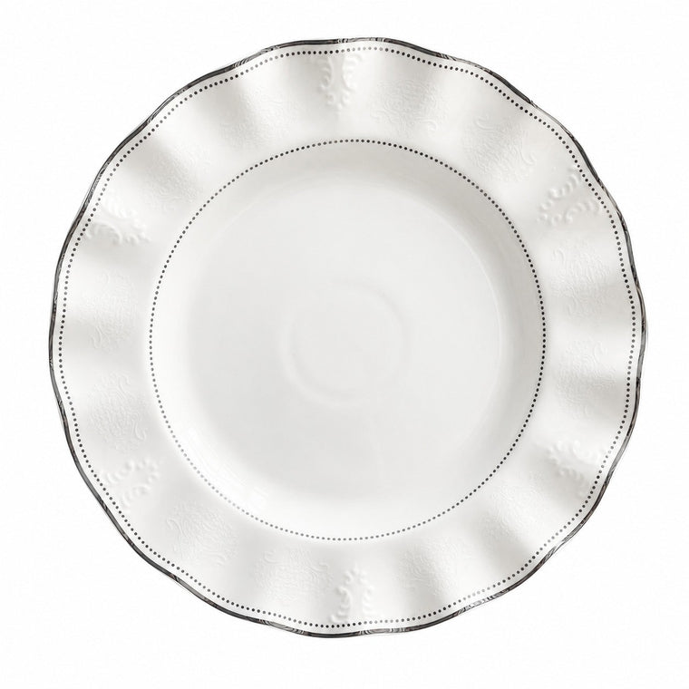 Silver-Rimmed Wavy Plate, 8.75 Inch, Elegant Dinnerware - product view 1