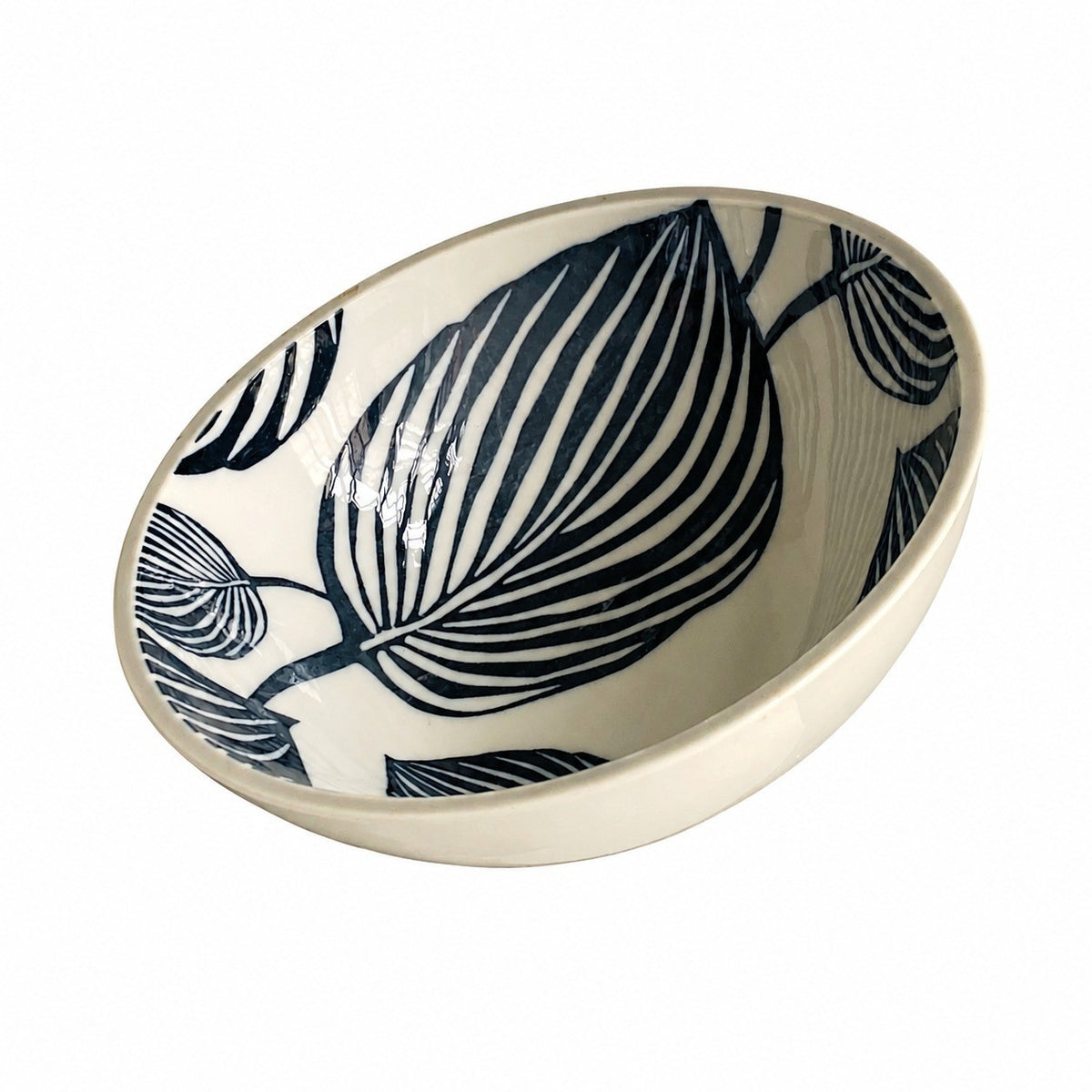 Gray Leaf Bowl, 6 Inch, Underglaze Decoration - product view 1