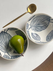 Gray Leaf Bowl, 6 Inch, Underglaze Decoration - detail 2