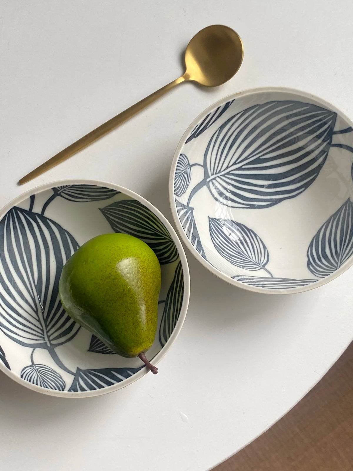 Gray Leaf Bowl, 6 Inch, Underglaze Decoration - detail 2