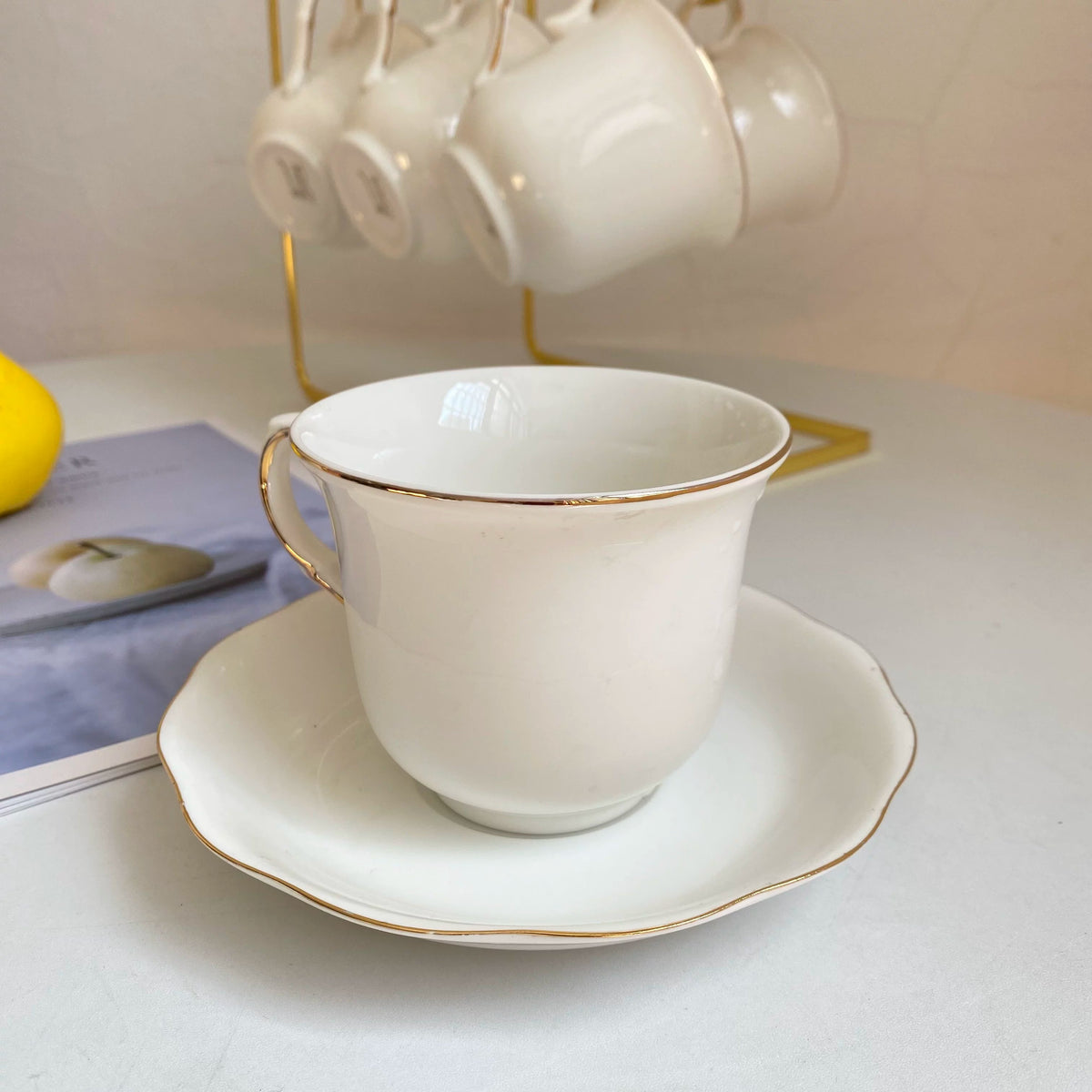 Gold Rimmed White Porcelain Tableware Collection - detail 1