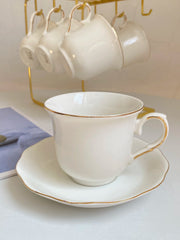Gold Rimmed White Porcelain Tableware Collection - detail 3