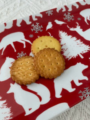 Ceramic Rectangular Platter, Christmas Silhouette Design, Festive Serving Dish - detail 3