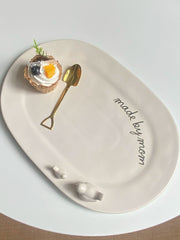16 Inch Ceramic Flat Plate, Large Bird Design, 40.6 x 28.3 x 5 cm, Decorative Dinnerware - detail 2