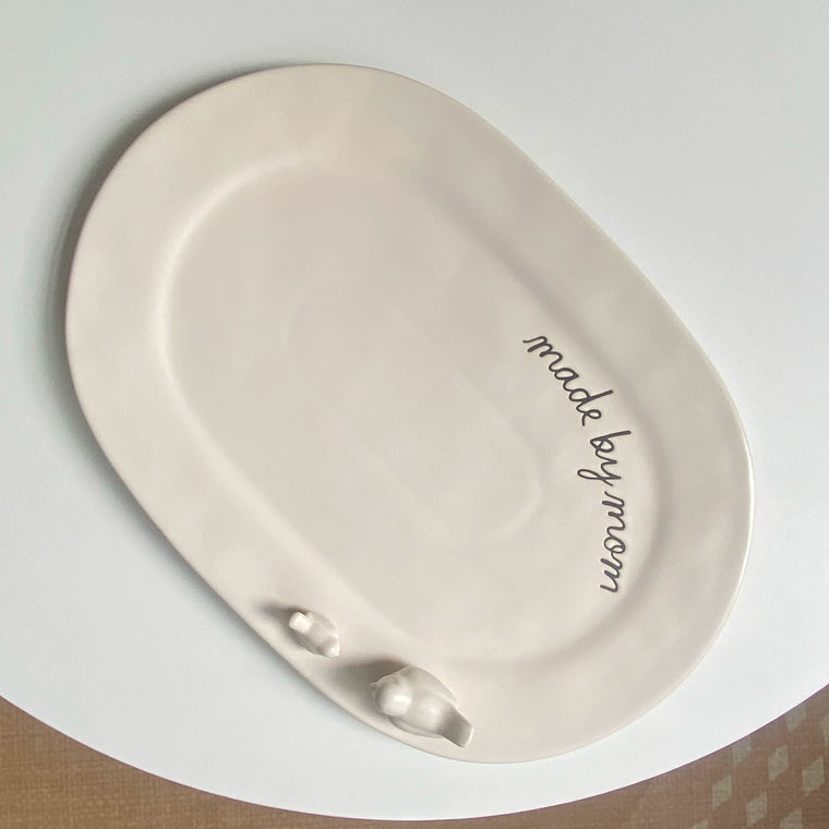 16 Inch Ceramic Flat Plate, Large Bird Design, 40.6 x 28.3 x 5 cm, Decorative Dinnerware - detail 1