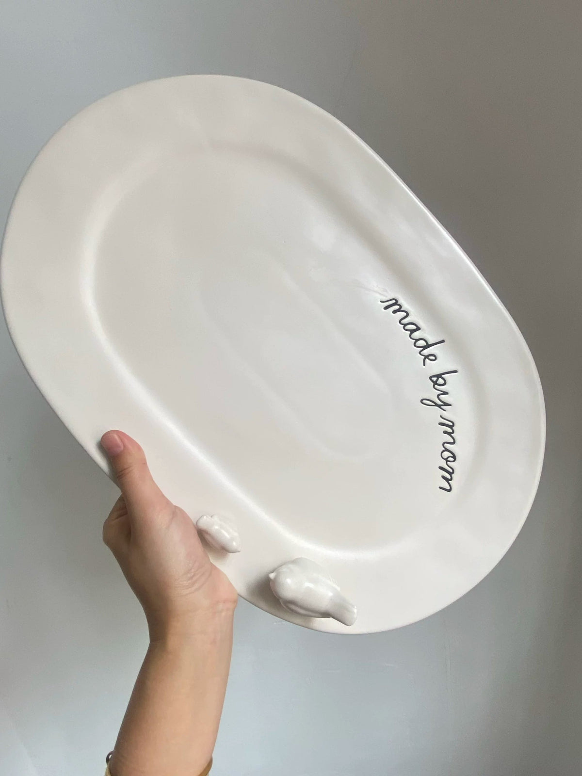16 Inch Ceramic Flat Plate, Large Bird Design, 40.6 x 28.3 x 5 cm, Decorative Dinnerware - detail 3