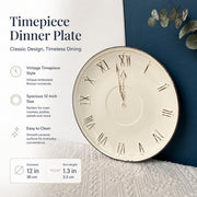 Ceramic Dinner Plate 12 Inch, Timepiece Design, 30 x 3.3 cm, Decorative - detail 2
