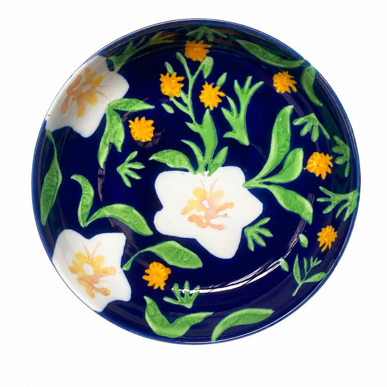 Ceramic Deep Plate 21.5 x 4.6 cm, Blue Floral, Dinnerware - product view 1