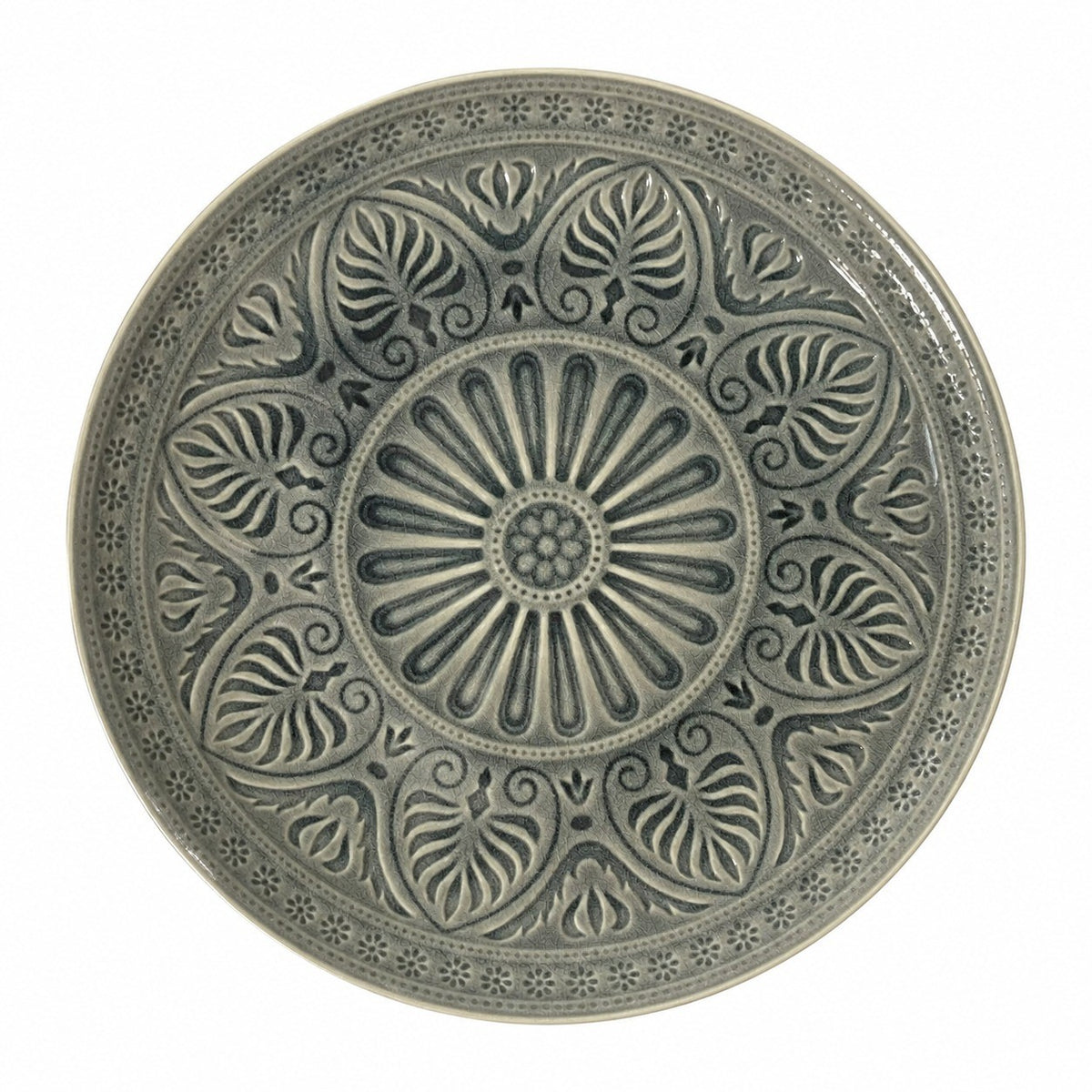 Gray Embossed Ceramic Plate, 30.5 x 3.3 cm, Large Dinnerware - product view 1