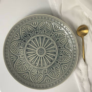 Gray Embossed Ceramic Plate, 30.5 x 3.3 cm, Large Dinnerware - detail 1