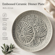 Gray Embossed Ceramic Plate, 30.5 x 3.3 cm, Large Dinnerware - detail 3