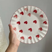 Ceramic Plate with Pink Bow Design, 21.5cm, Underglaze Decoration - detail 1