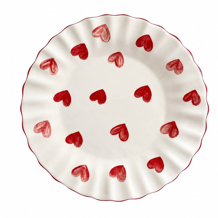 Ceramic Plate with Pink Bow Design, 21.5cm, Underglaze Decoration - product view 2
