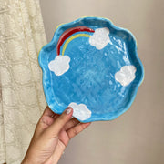 Ceramic Plate, Blue Sky Hand-Shaped Design, 20 x 1.6 cm, Underglaze, Decorative - detail 1
