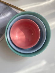 Ceramic Bowl Set, 3-Piece, Red Blue Green, Dinnerware - detail 3