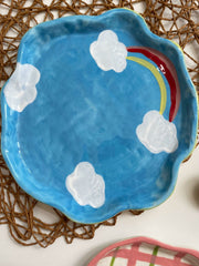 Ceramic Plate, Blue Sky Hand-Shaped Design, 20 x 1.6 cm, Underglaze, Decorative - detail 3