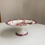 Ceramic Footed Plate 19.5 x 8 cm, Pink Owl Design, Decorative Dinnerware - detail 1