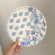 Blue and White Ceramic Flat Plate, 21 x 1.5 cm, Underglaze Decoration - detail 2
